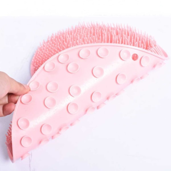 Silikon Fotskrubb Ryggskrubb Duschborste med Sugkoppar Rosa rosa