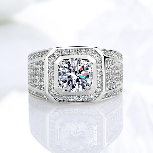 Klackring CZ Kristall Silver Justerbar Storlek silver
