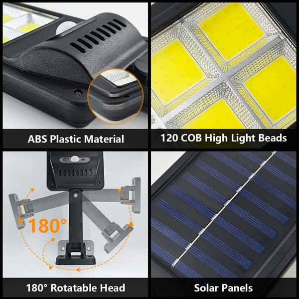LED Strålkaster 90W med Solcelle, Bevægelsessensor og Skumringssensor IP67