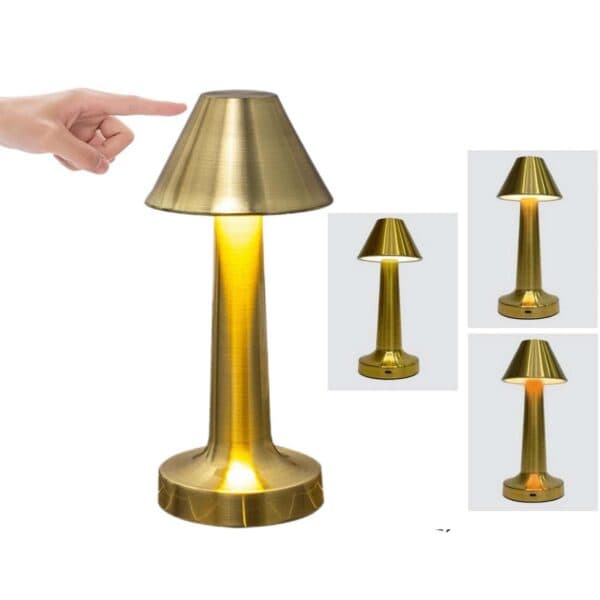 Retro Genopladelig Metal Bordlampe Lysdæmper Sølv