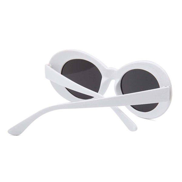 Hvid stor rund retro solbriller sort glas hvid