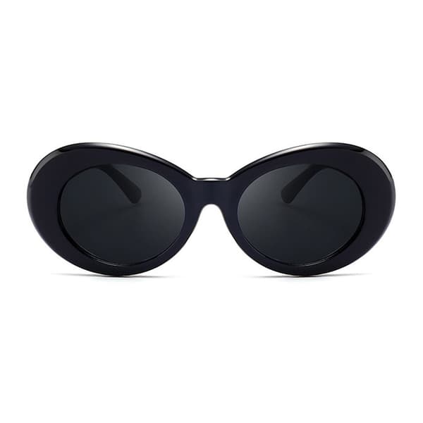 Black Big Round Retro solbriller Black Glass + Senile String svart
