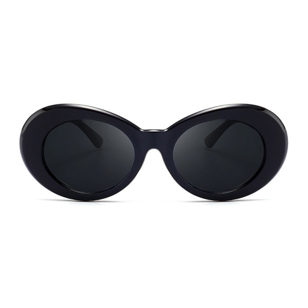 Sort stor rund retro solbriller sort glas sort
