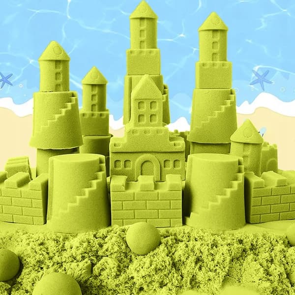 Kinetisk sand 2 kg sæt – 12 forme, sandkasse og tilbehør