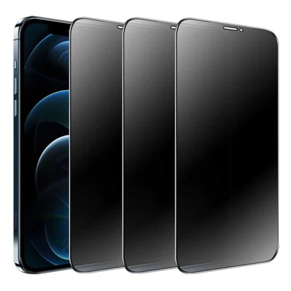 3-Pack iPhone 12 Privacy Screen Protector Full Dekning HD Herdet glass gjennomsiktig