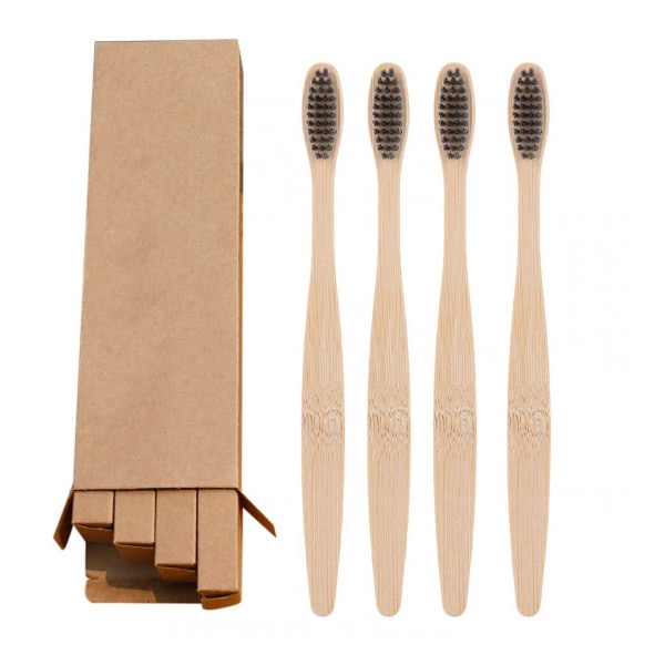 4-pack Ekologisk Tandborste av Bambu med Aktiv cc3d | Fyndiq