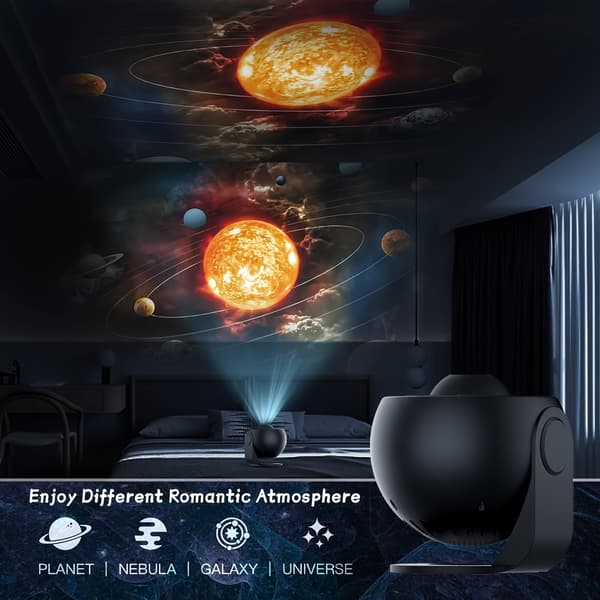 13-i-1 Planetarium LED Galakse Lampe med Stjernehimmel sort