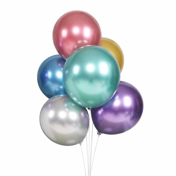50-pack Ballonger Metallic i Blandade Färger Fest Födelsedag flerfärgad