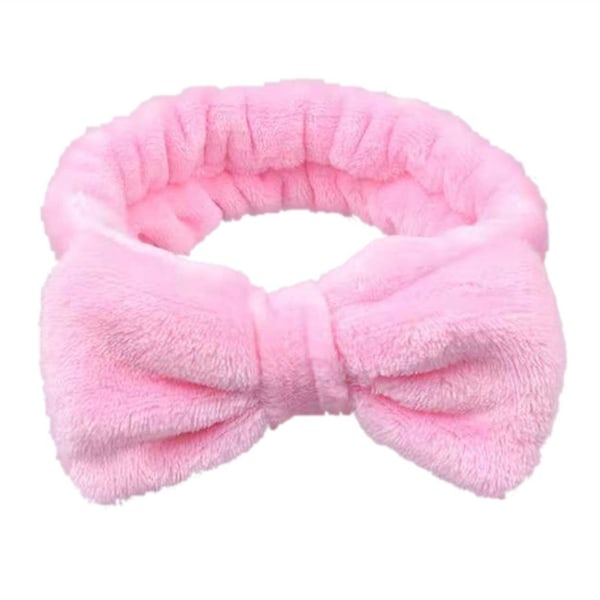 Make Up Band Med Rosett Hårband för Ansiktstvätt Ansiktsvård rosa