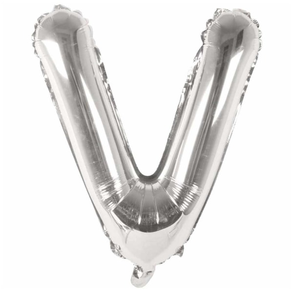 Bokstavsballong Silver 80cm Stor V