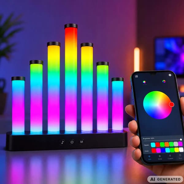 RGB-LED-lattiavalaisin 7-valotikuilla, Music Syncillä ja sovelluksella