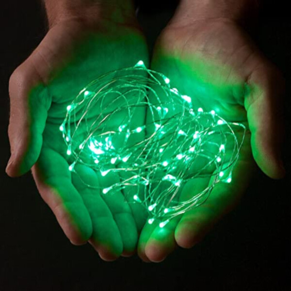 10-pakkaus 1 m mini-LED-valonsilmukan akkukäyttöinen vihreä vihreä