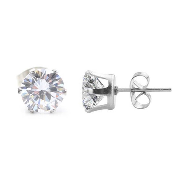 2-pack sølv krystal piercing øreringe piercing juvel - 8mm sølv
