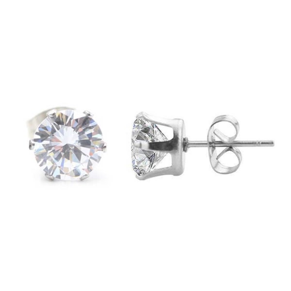 2 -pakk sølvkrystallpiercing øreringer piercing smykker - 8mm sølv