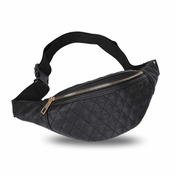 Svart Quiltad Midjeväska Magväska Bum Bag Cross Body svart