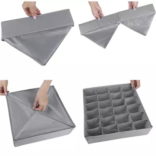 4-Pack Garderobe Organizer Undertøj Opbevaringskiste Grå grå