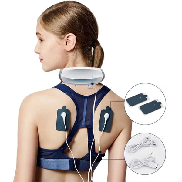 TENS Nackmassageapparat EMS 2-i-1 vit