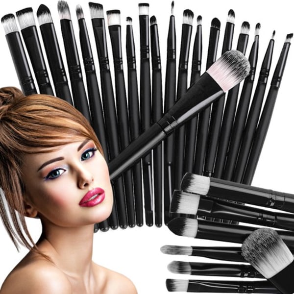 20-pak makeup børster sort