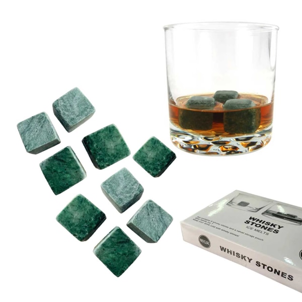9-pack Naturliga Whiskystenar - Isbitar av Sten Grön grön