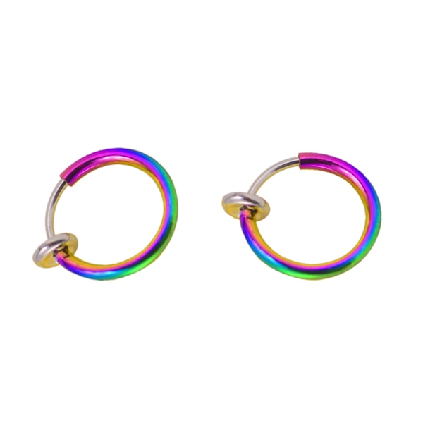 2-pack Flerfärgad Fake Piercing Öron Läpp Näsring Septum Läppring flerfärgad