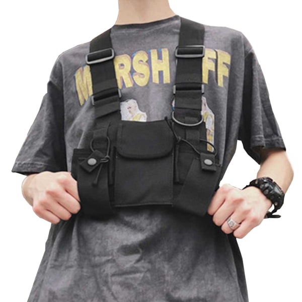 Sort Tactical West Utility Vest Chest Street Wear Hip Hop sort one size