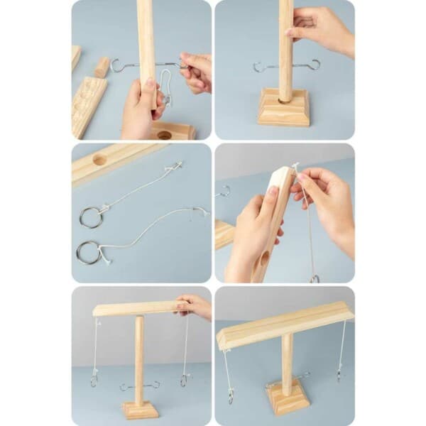 Ring Toss Game - Juomapeli/juhlapeli puisille shottareille ruskea