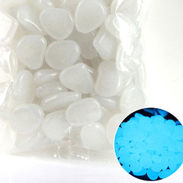 Luminescent Stones | Valokiviä puutarhaan ja akvaarioon, 100 kpl Valkoinen valkoinen