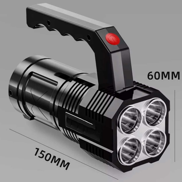 LED -taskulamppu USB ladattava musta