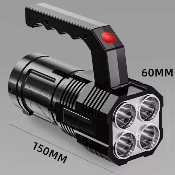 Oppladbar LED -lommelykt med håndtak svart