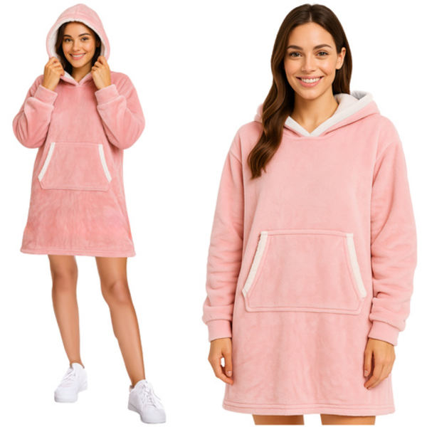 Oversize Hettegenser Teppe med Ermer Rosa rosa one size
