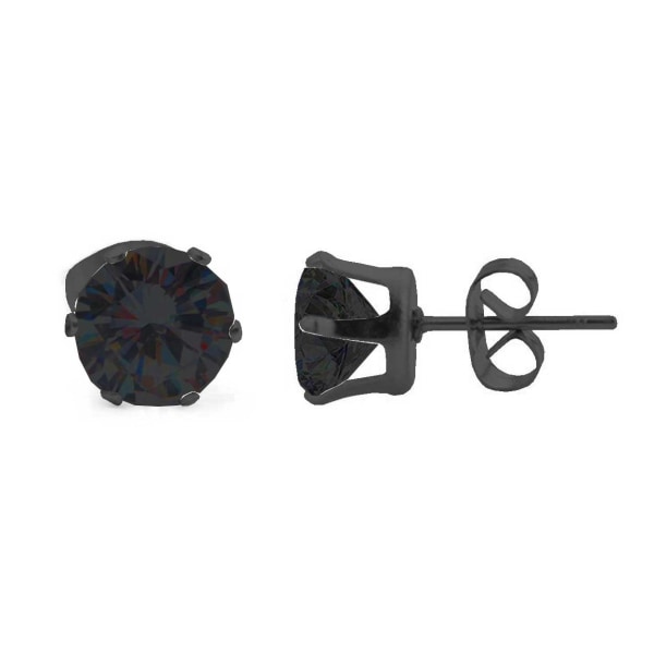 2-pack Svart Kristall Piercing Örhänge Piercingsmycke - 8mm svart