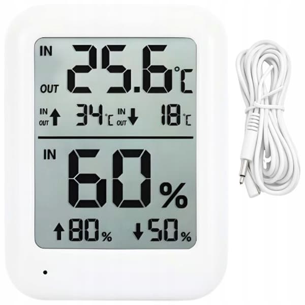 Digital Väderstation med Hygrometer – Inne/Ute Termometer med Sensor & LCD Display