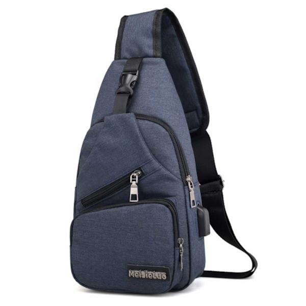 Blå Axelväska Herr - Cross Body Väska Med Powerbank Uttag blå