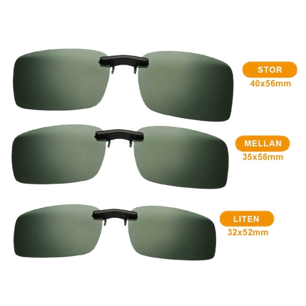 Clip-on solbriller grøn 40x56mm grøn