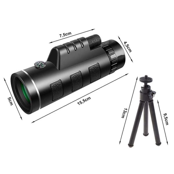 Monokularkikkert med mobilholder og stativ 40x60 svart