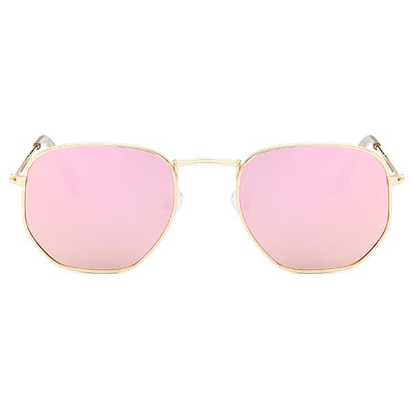 Runda Solglasögon Guld Rosa Spegelglas silver