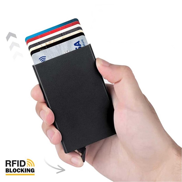 Metall Pop-up Korthållare med RFID Skydd Silver silver