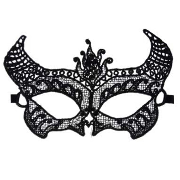 Venetiansk øjenmaske i blonder maskerede Halloween -maske Maleficent sort