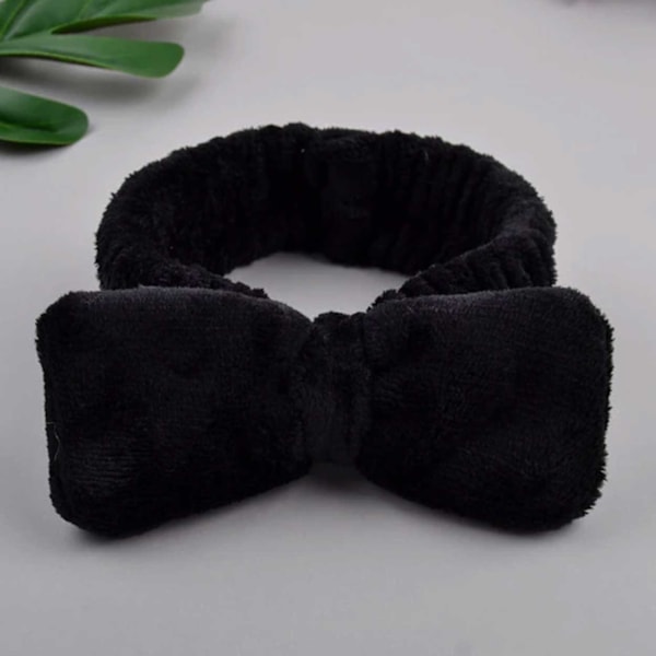 Make Up Band med Bow Soft Hair Band for ansiktsvask Facial Wire Tape Black svart