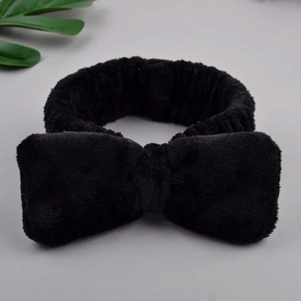 Make Up Band med Bow Soft Hair Band til ansigtsvask ansigtstrådbånd sort sort