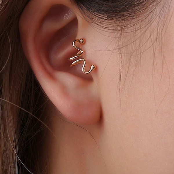 Fake Helix Tragus Piercing Öron Örhänge Ear Cuff utan Hål Guld guld