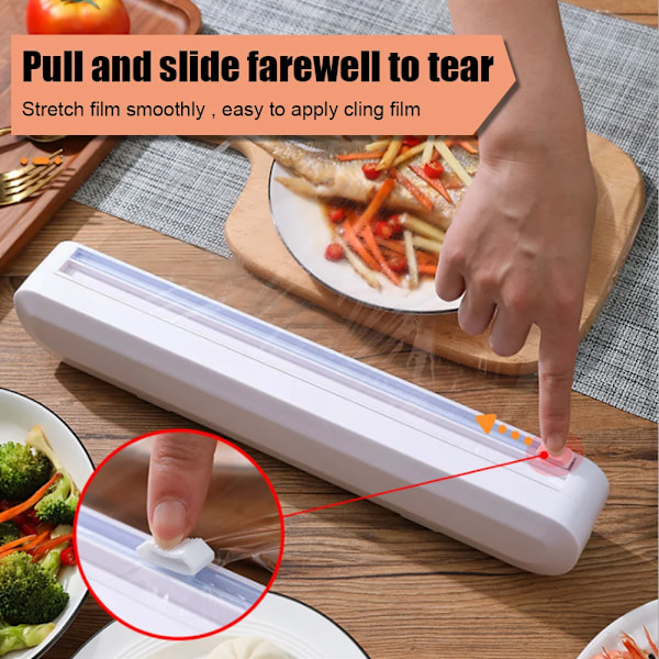 Plastfolie Aluminiumfolie Dispenser med Sugkoppar för Köket Vit