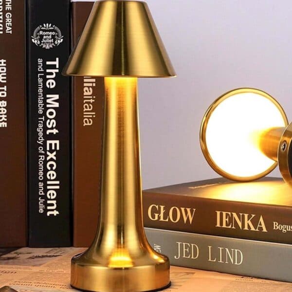 Retro Genopladelig Metal Bordlampe Lysdæmper Sølv