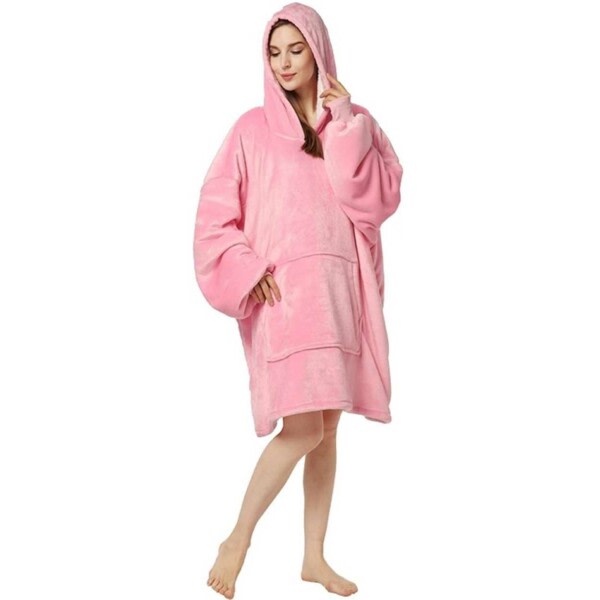 Hoodie teppe - Overstore hette genser teppe snuggie rosa rosa one size