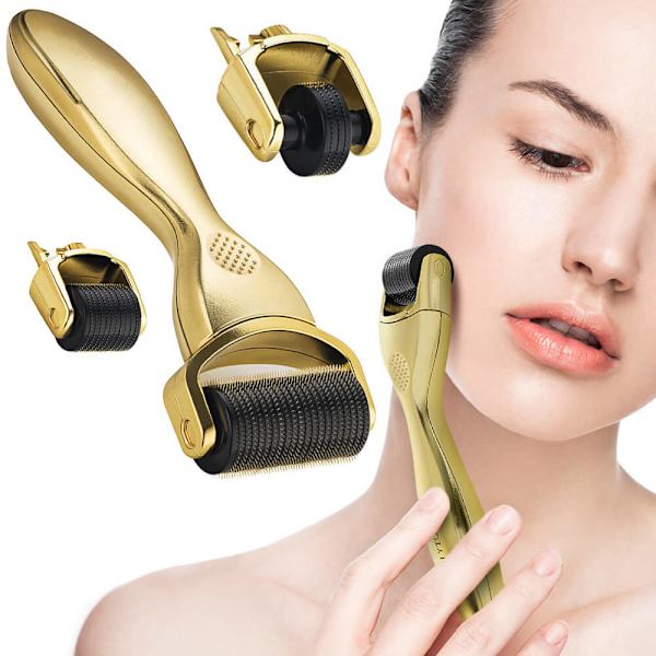 Dermaroller 3-i-1 sett – Skinroller / Microneedling gull