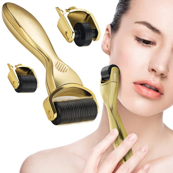Dermaroller 3-in-1 -setti – Skinroller / mikroneulaus kulta