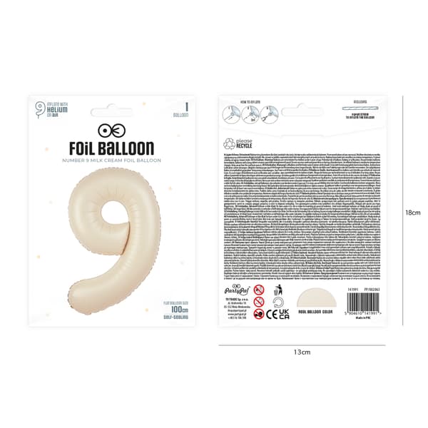 Folieballong Siffra 9 Kräm Beige 100 cm beige