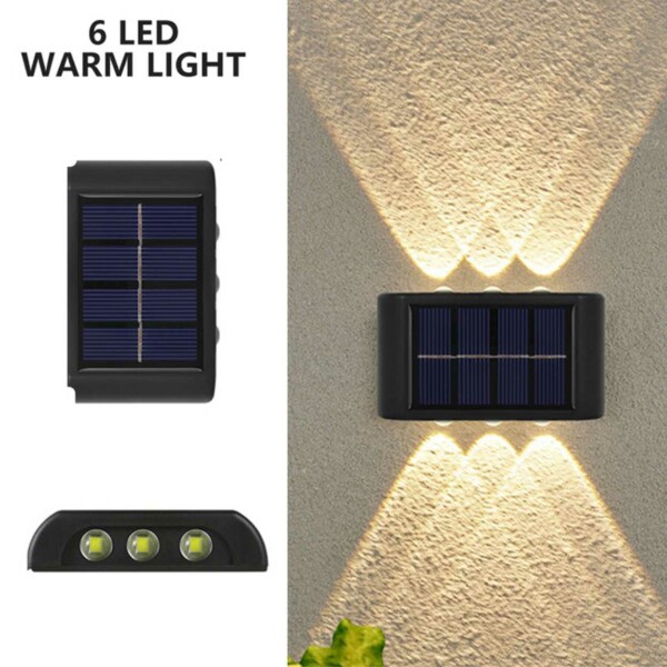 2-Pack Solcellelampe for Fasadevegg Utendørs - Fasadebelysning Solcelle Sort svart
