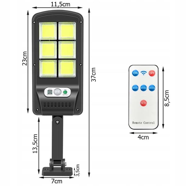 LED Strålkaster 90W med Solcelle, Bevægelsessensor og Skumringssensor IP67