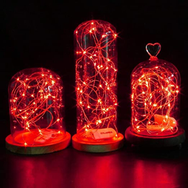 2-Pack 1m Mini LED Ljusslinga Batteridriven Röd röd